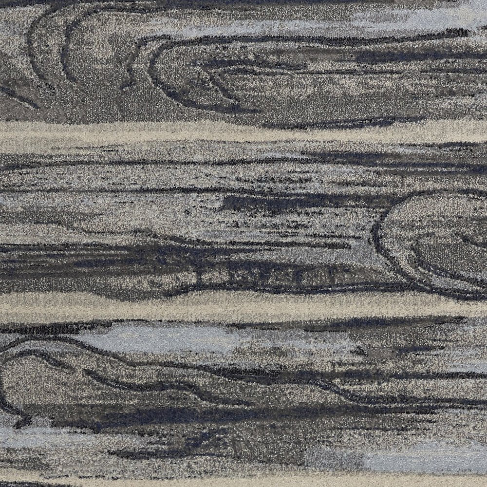 8' X 11' Gray Blue And Black Abstract Area Rug