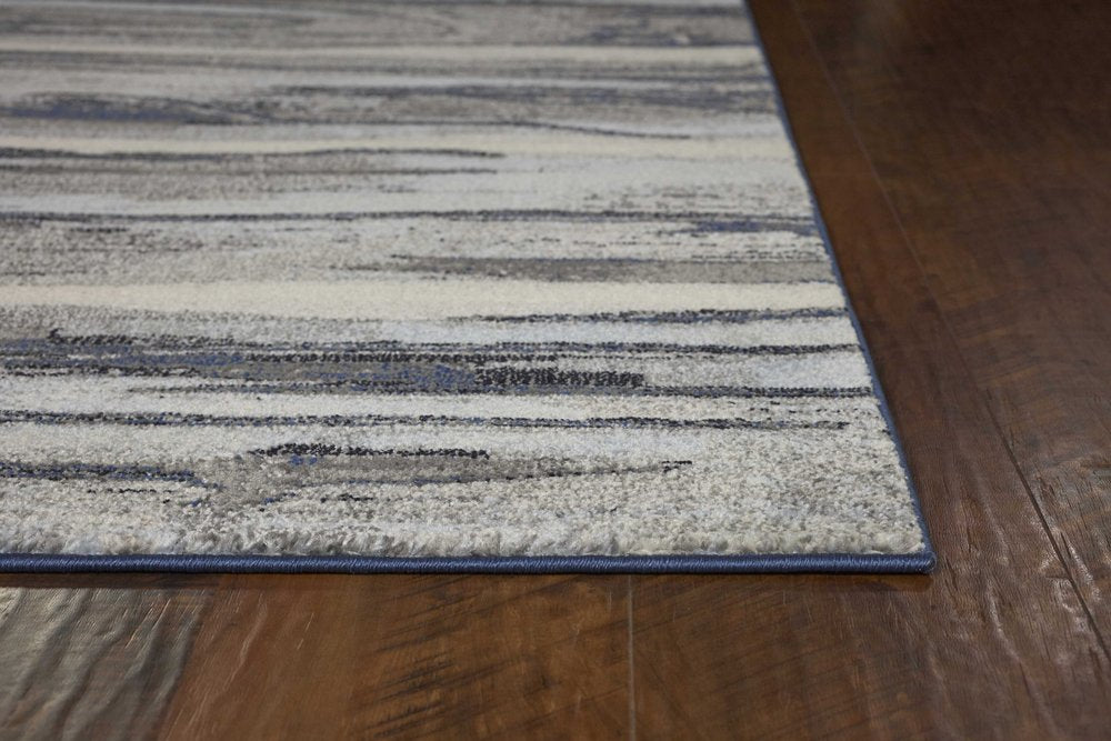 8' X 11' Gray Blue And Black Abstract Area Rug