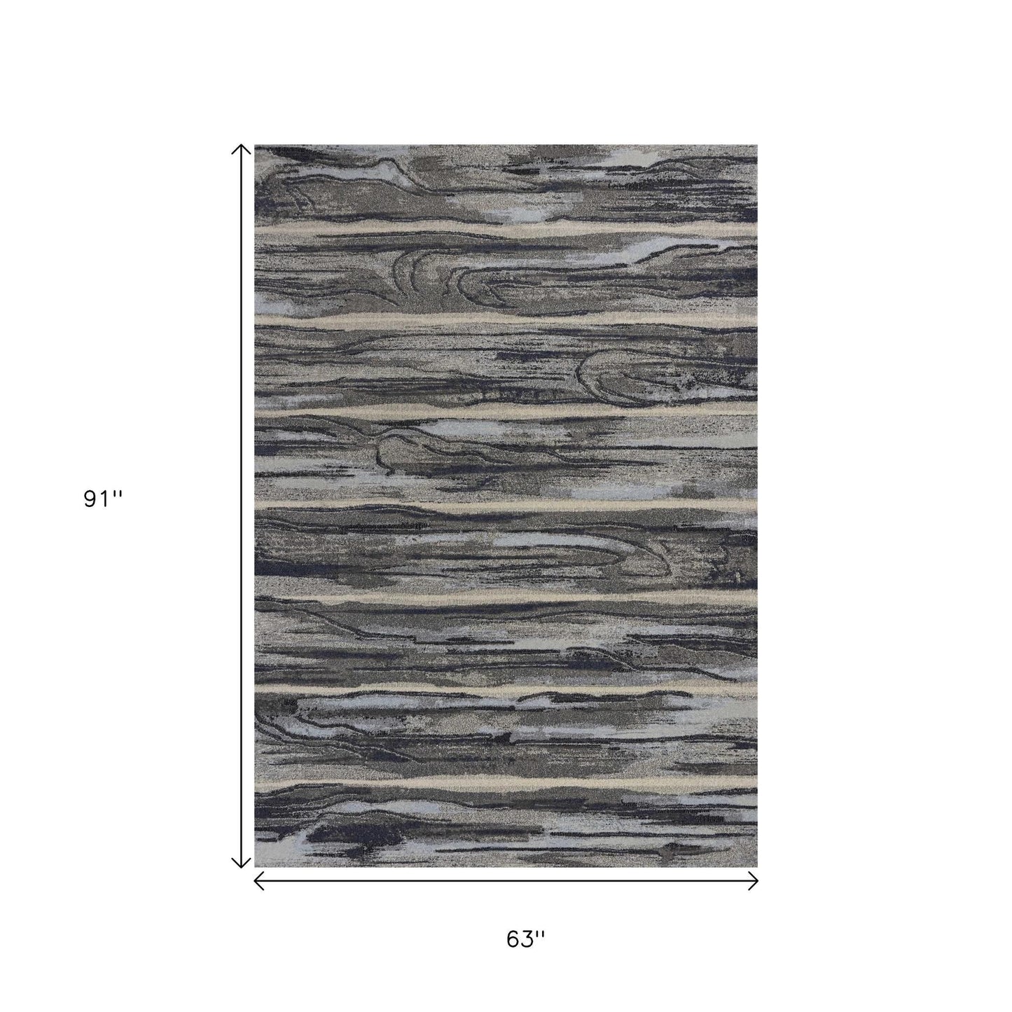 8' X 11' Gray Blue And Black Abstract Area Rug