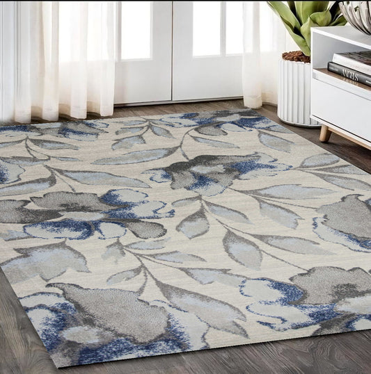 7' X 10' Blue and Gray Area Rug