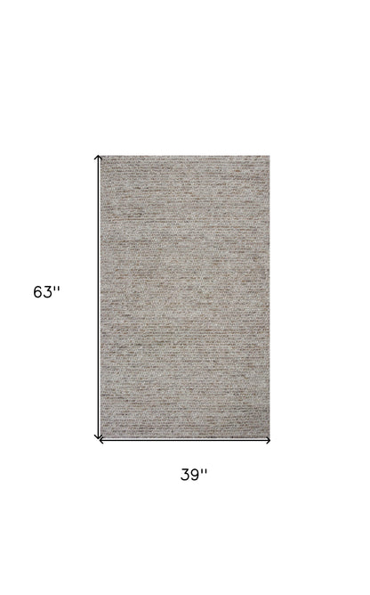 3' X 5' Natural Wool Handmade Area Rug