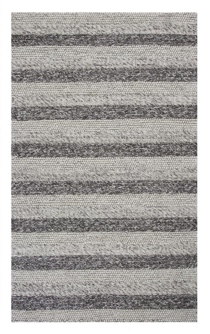 8' X 10' Grey White Hand Woven Knobby Stripes Indoor Area Rug