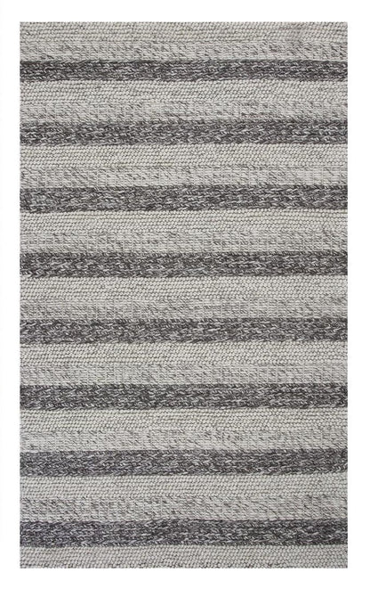 8' X 10' Grey White Hand Woven Knobby Stripes Indoor Area Rug