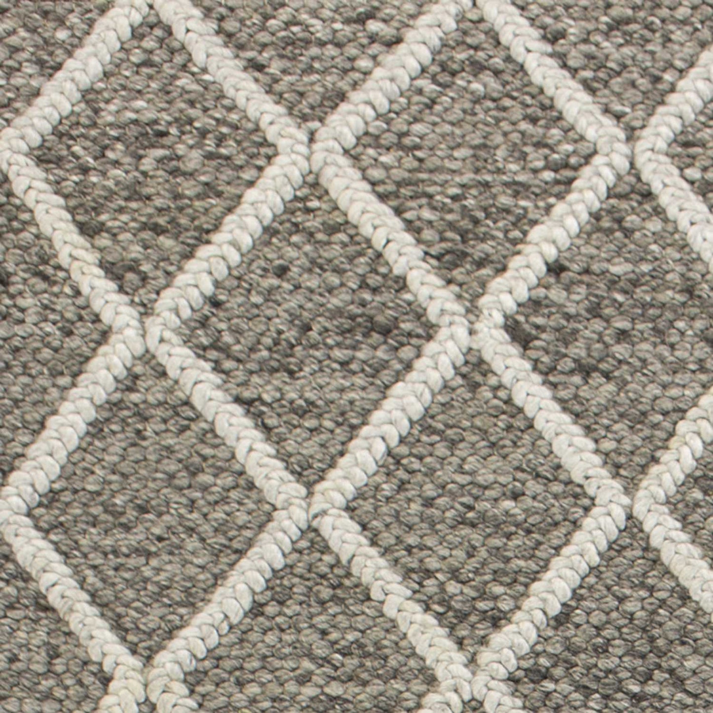 5' X 7' Dark Gray and Ivory Wool Diamond Hand Woven Berber Area Rug