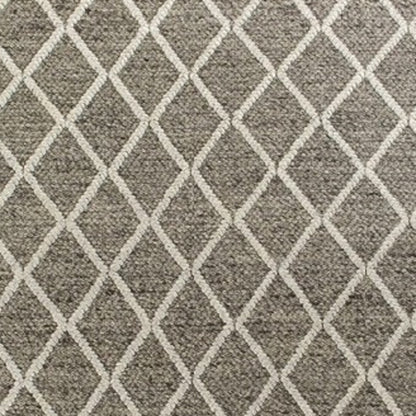 5' X 7' Dark Gray and Ivory Wool Diamond Hand Woven Berber Area Rug