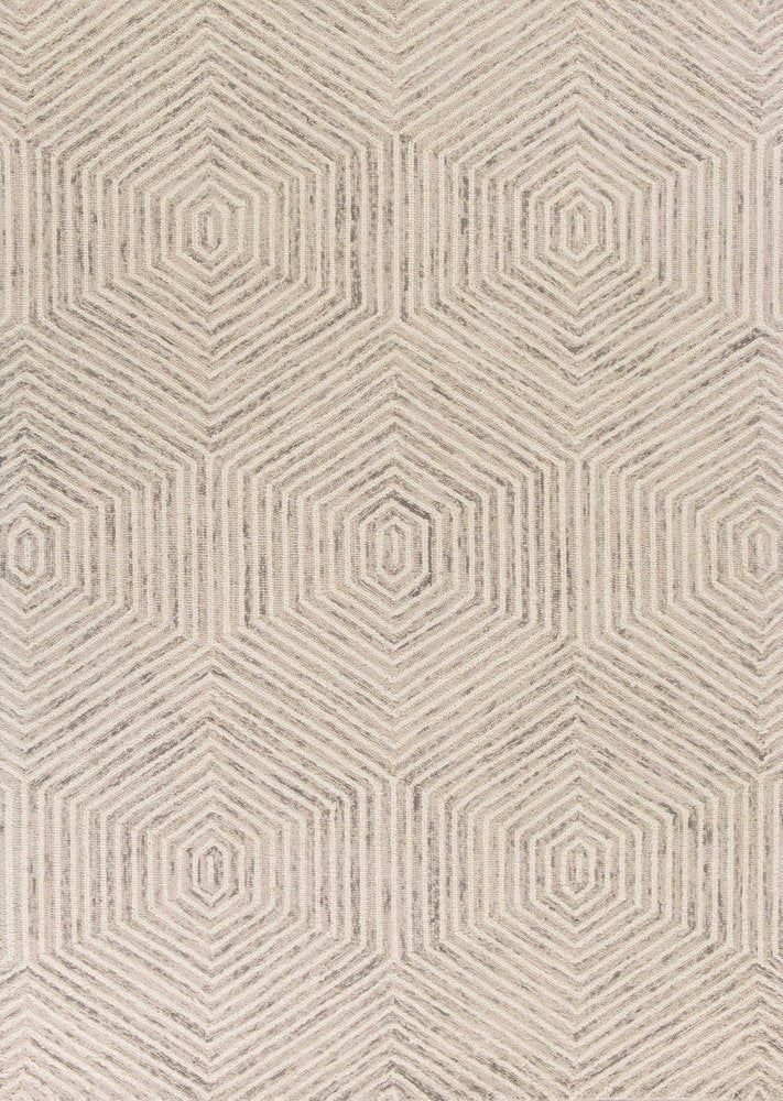 9' X 12' Sand Beige Wool Geometric Hand Tufted Area Rug