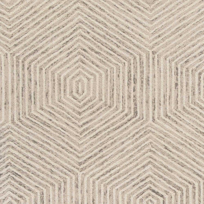9' X 12' Sand Beige Wool Geometric Hand Tufted Area Rug