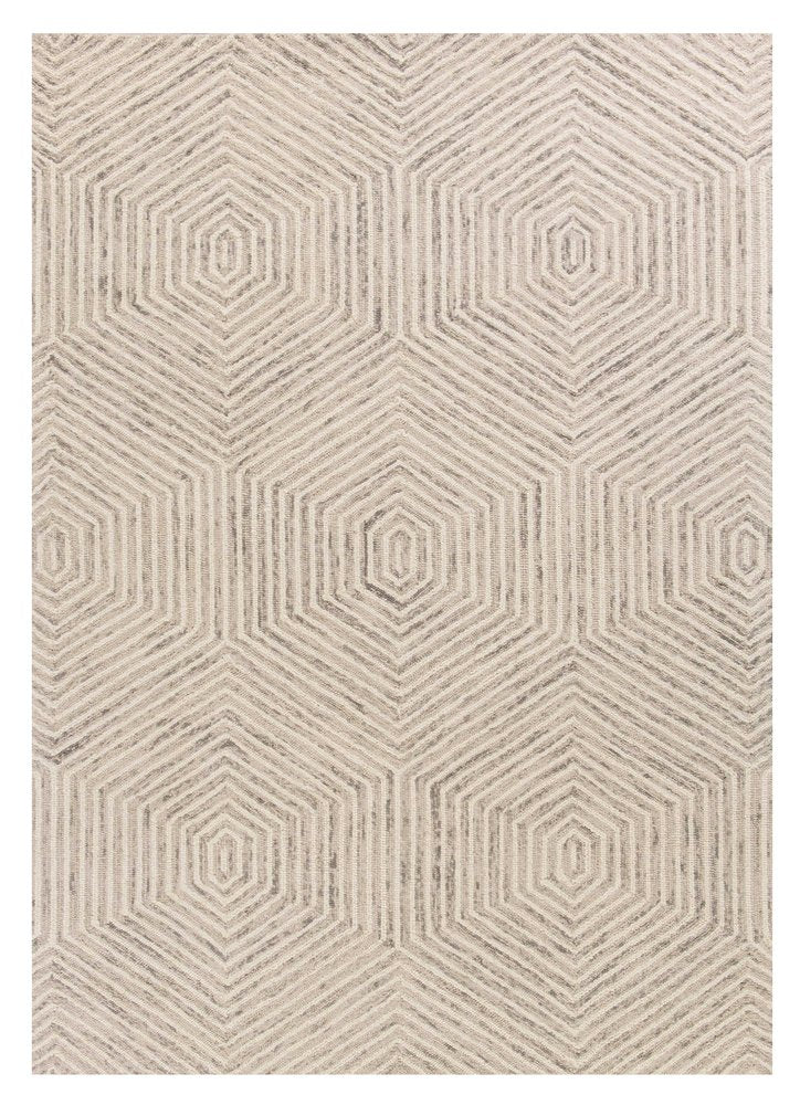 9' X 12' Sand Beige Wool Geometric Hand Tufted Area Rug
