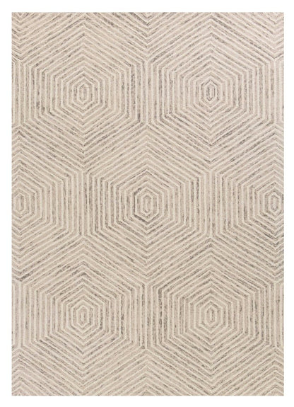 9' X 12' Sand Beige Wool Geometric Hand Tufted Area Rug