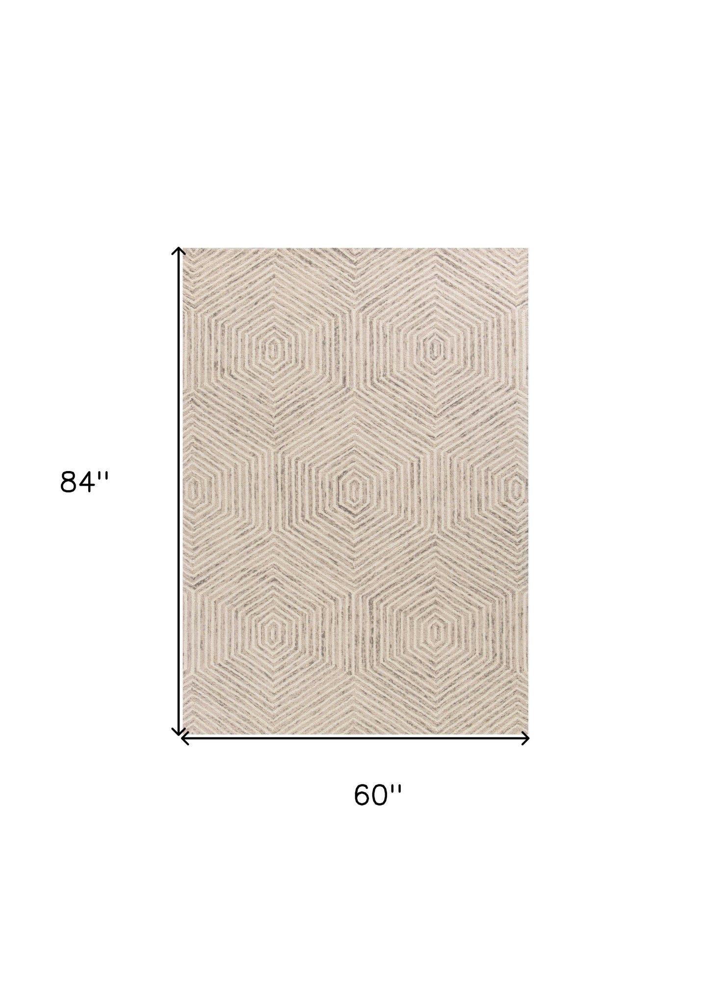 5' X 7' Ivory Geometric Hexagon Wool Indoor Area Rug