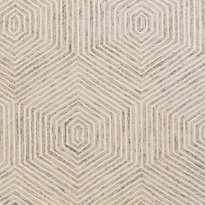 5' X 7' Ivory Geometric Hexagon Wool Indoor Area Rug