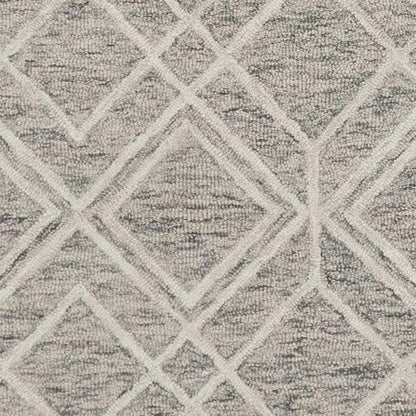 5' X 7' Sand Beige And Ivory Wool Geometric Hand Hooked Area Rug