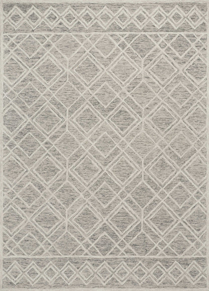 5' X 7' Sand Beige And Ivory Wool Geometric Hand Hooked Area Rug