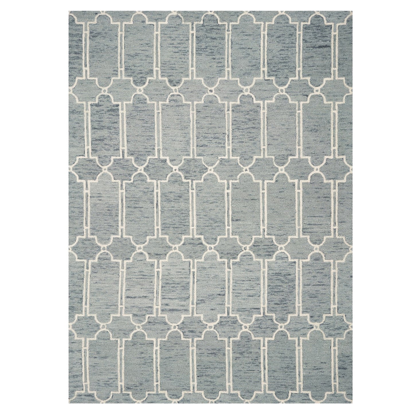 8' X 10' Slate Blue Hand Tufted Geometric Indoor Area Rug