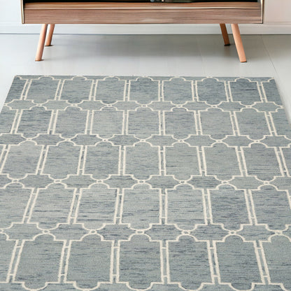 8' X 10' Slate Blue Hand Tufted Geometric Indoor Area Rug