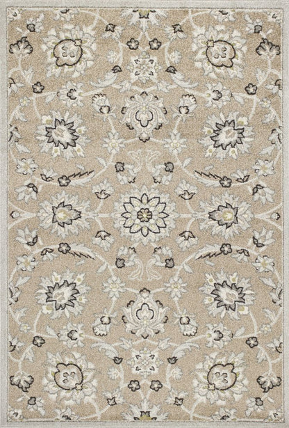 5' X 8' Gray And Ivory Floral Indoor Outdoor Area Rug