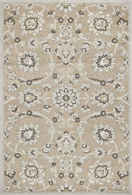 7' X 10' Beige Floral Indoor Outdoor Area Rug