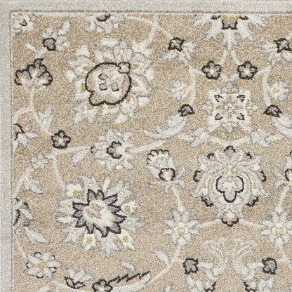 7' X 10' Beige Floral Indoor Outdoor Area Rug