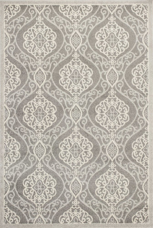 5' X 8' Silver Moroccan Indoor Outdoor Area Rug