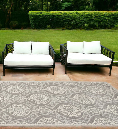3' X 5' Silver Moroccan Indoor Outdoor Area Rug