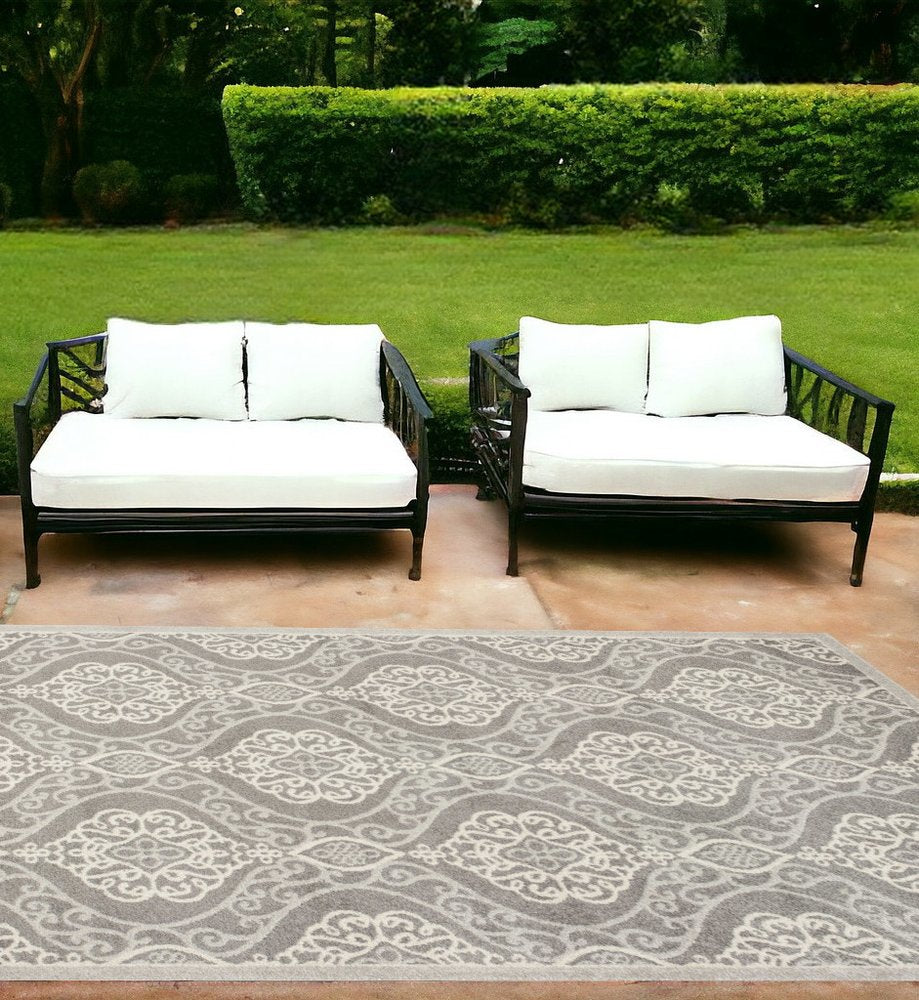 2' X 4' Silver Moroccan Indoor Outdoor Area Rug