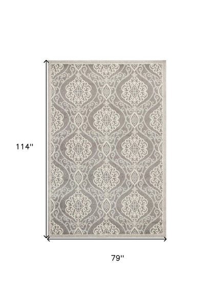 3' X 5' Silver Moroccan Indoor Outdoor Area Rug