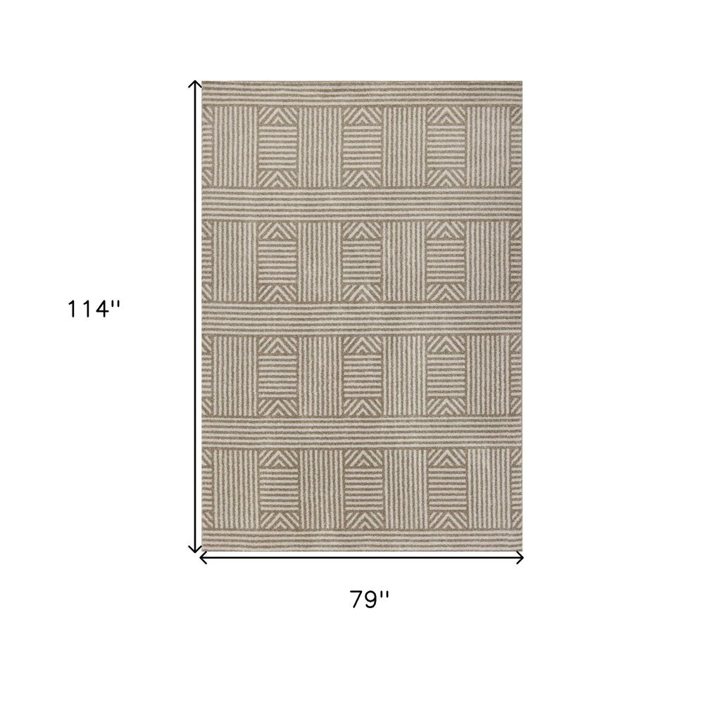 8' X 11' Beige Southwestern Indoor Outdoor Area Rug