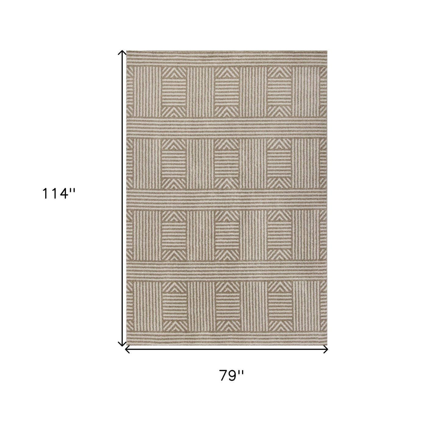 2' X 3' Beige and Ivory Geometric Indoor Outdoor Area Rug