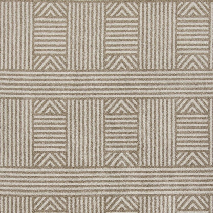 5' X 8' Beige and Ivory Geometric Indoor Outdoor Area Rug