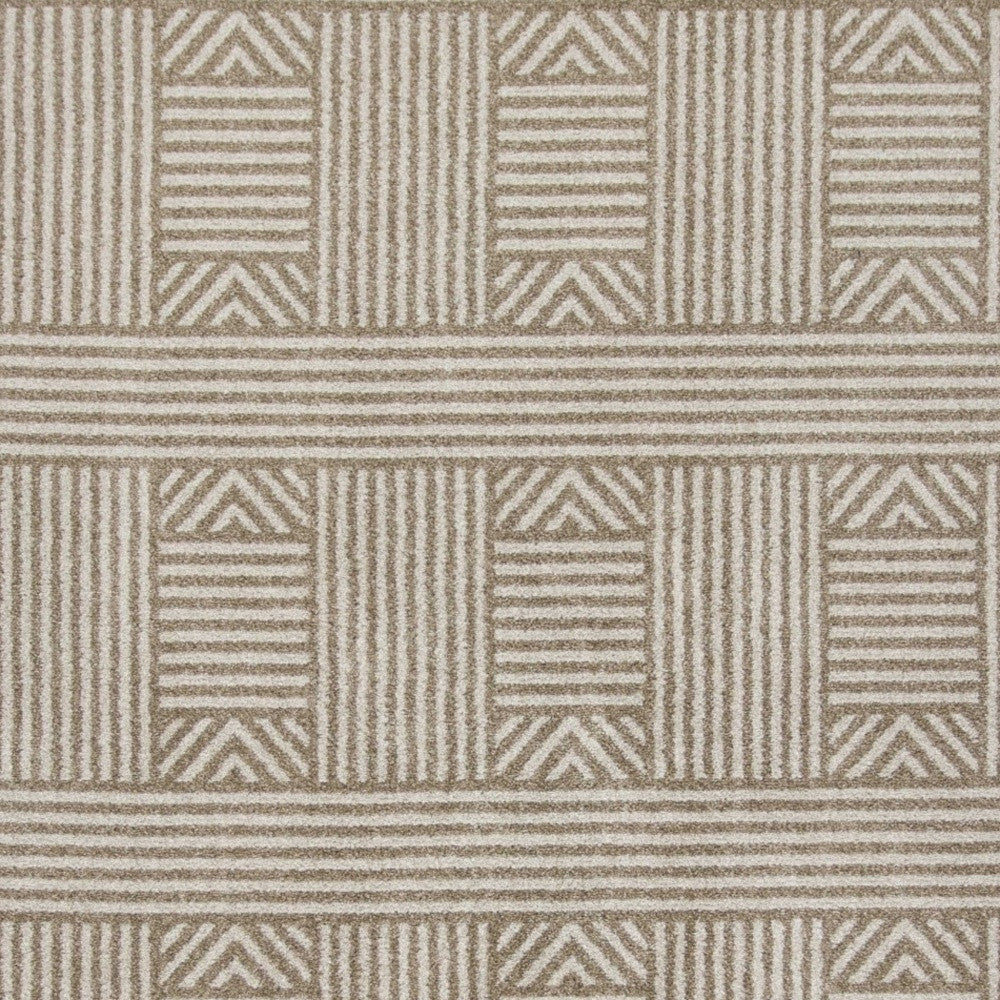 2' X 3' Beige and Ivory Geometric Indoor Outdoor Area Rug