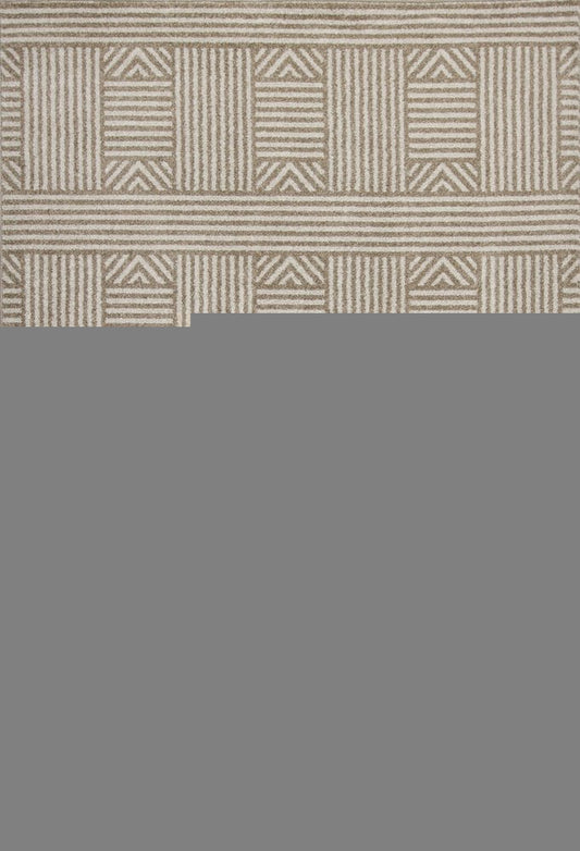 5' X 8' Beige And Ivory Geometric Indoor Outdoor Area Rug