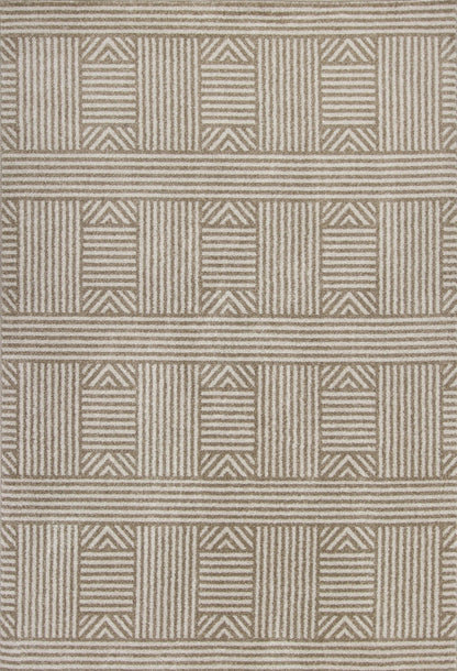 2' X 3' Beige and Ivory Geometric Indoor Outdoor Area Rug