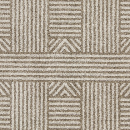 5' X 8' Beige and Ivory Geometric Indoor Outdoor Area Rug