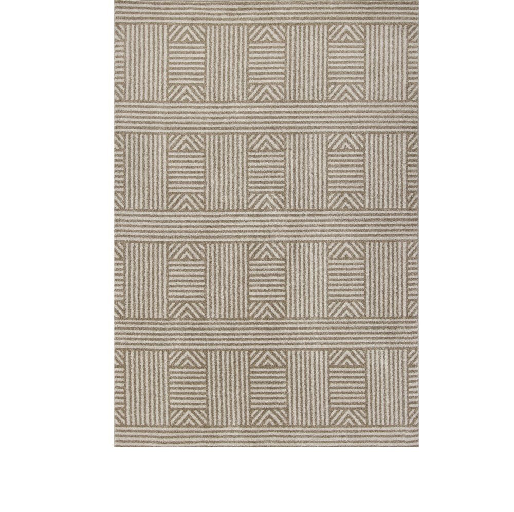 5' X 8' Beige And Ivory Geometric Indoor Outdoor Area Rug