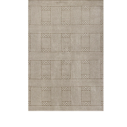 5' X 8' Beige and Ivory Geometric Indoor Outdoor Area Rug