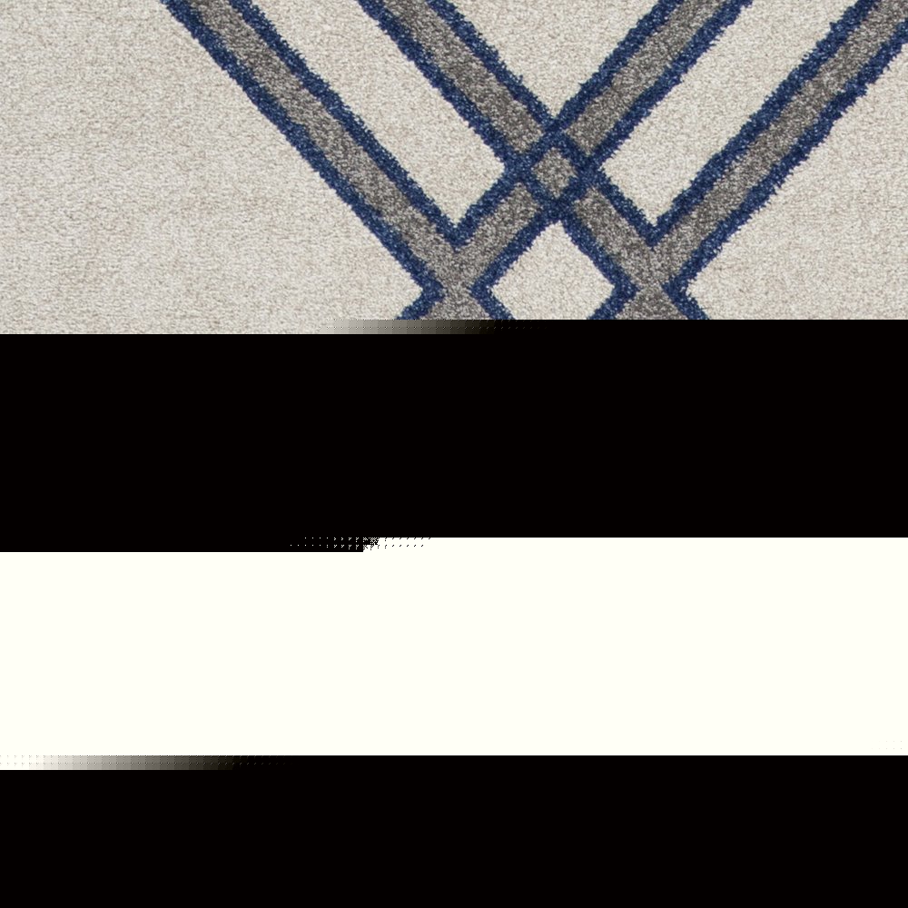 7' X 10' Ivory and Blue Geometric Indoor Outdoor Area Rug