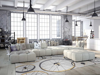 8' X 10' Gray Hand Hooked Wheels Area Rug
