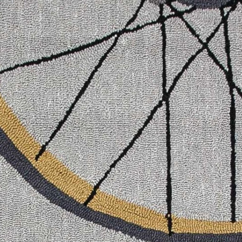 5' X 8' Gray Black And Yellow Abstract Geometric Hand Hooked Area Rug