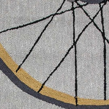 8' X 10' Gray Hand Hooked Wheels Area Rug