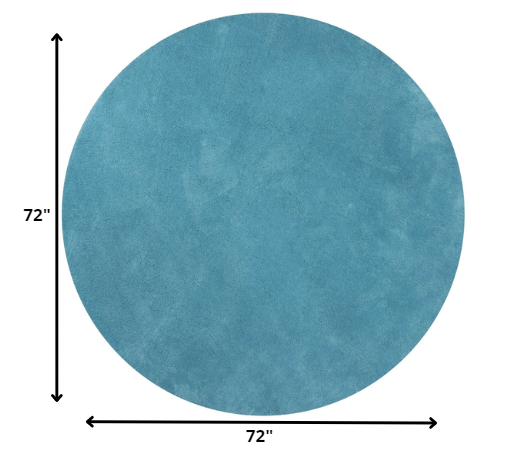 8' Round  Polyester Highlighter Blue Area Rug