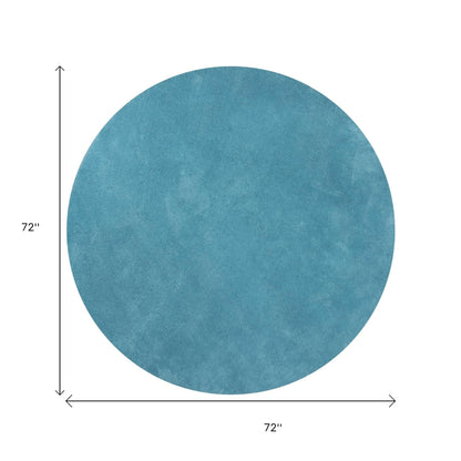 5' X 7' Blue Shag Hand Woven Area Rug