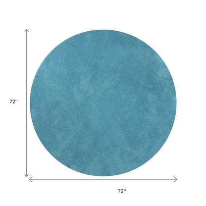 5' X 7' Blue Shag Hand Woven Area Rug