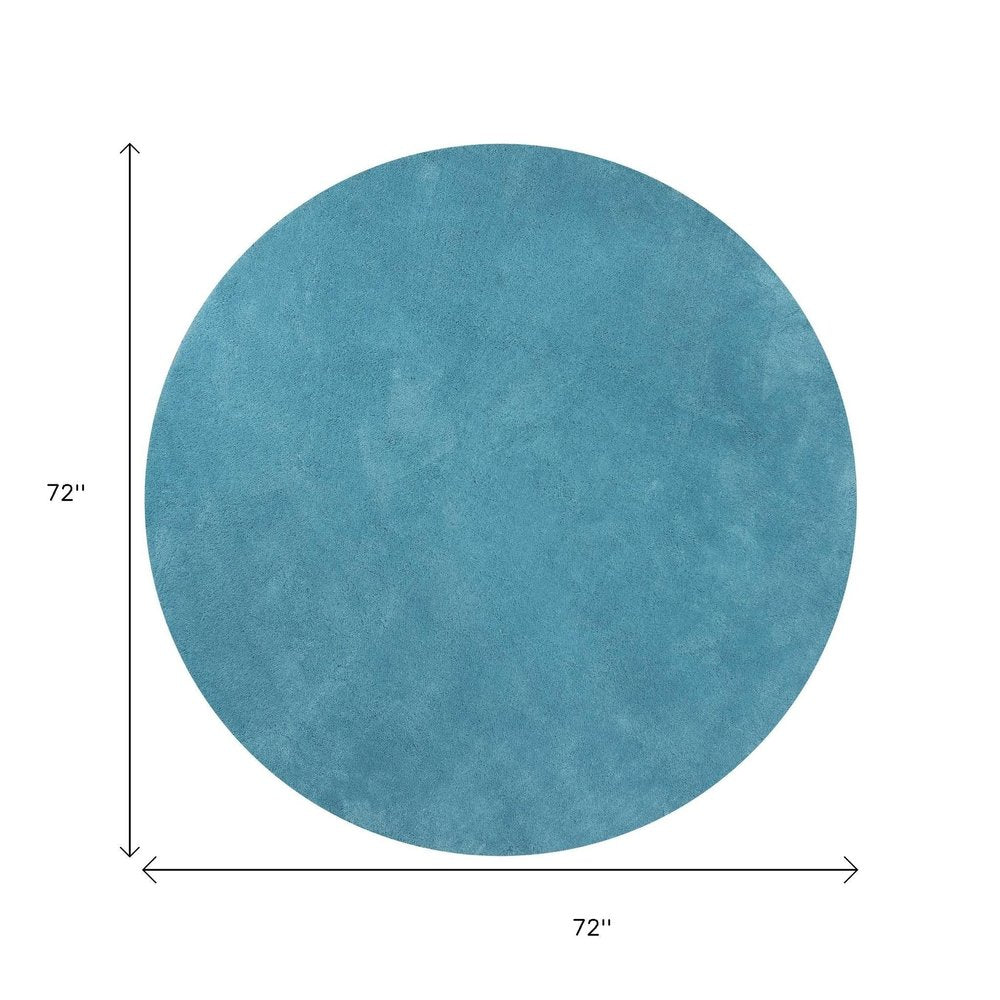 5' X 7' Blue Shag Hand Woven Area Rug