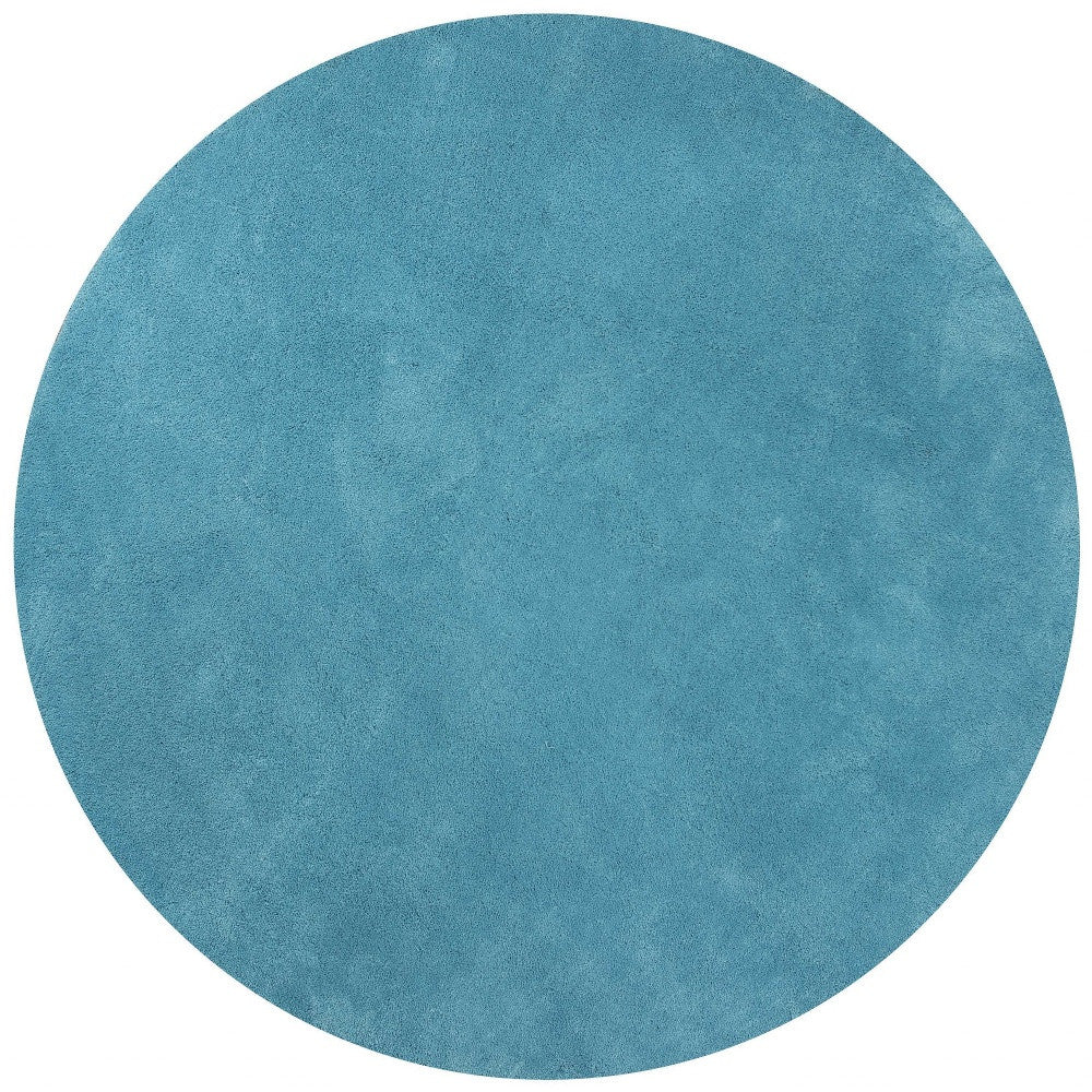 8' Round  Polyester Highlighter Blue Area Rug