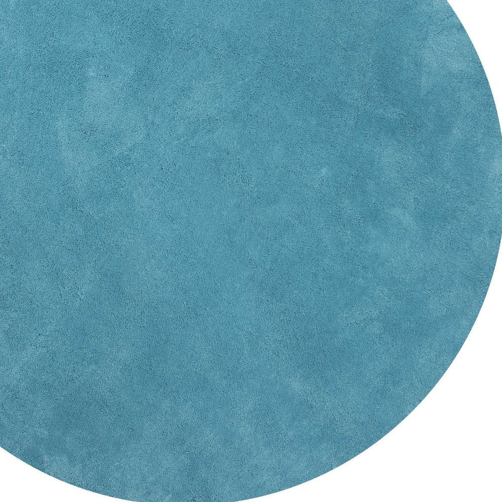 8' Round  Polyester Highlighter Blue Area Rug