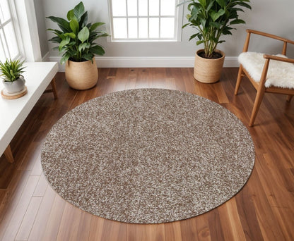 8' X 10' Beige And Brown Abstract Shag Hand Woven Area Rug
