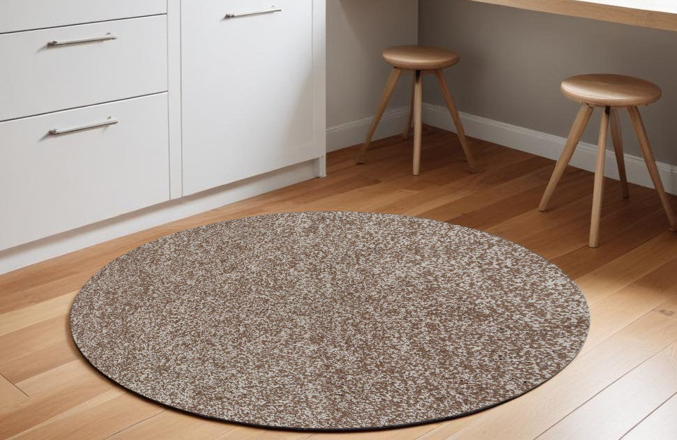 8' Beige Heather Round Indoor Shag Rug