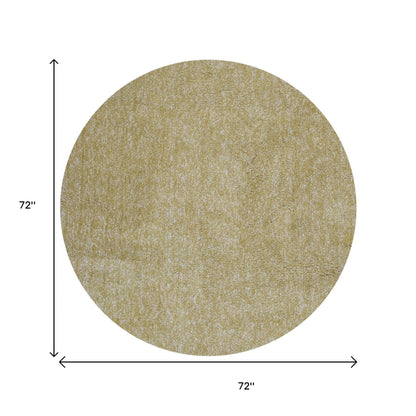 6' Yellow Hand Woven Round Rug