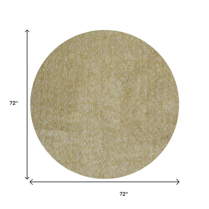 6' Yellow Hand Woven Round Rug