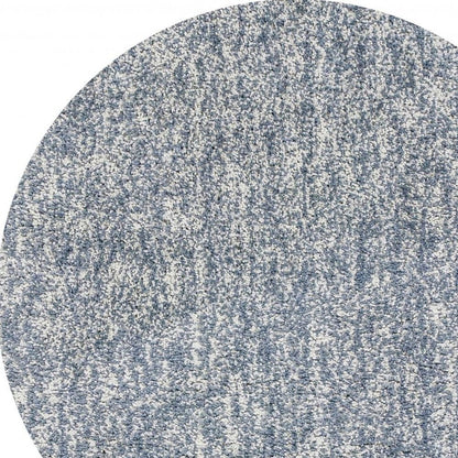 8' Slate Blue And Ivory Abstract Hand Woven Round Rug